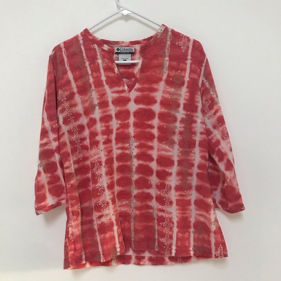 Columbia Tops - Columbia tie dye top Size L Red Ivory